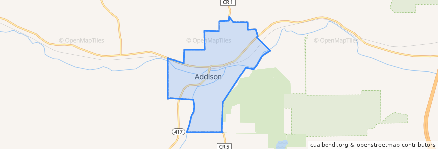 Mapa de ubicacion de Addison.