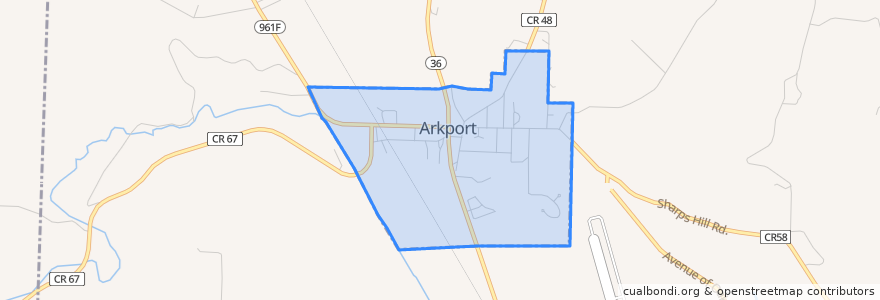 Mapa de ubicacion de Arkport.
