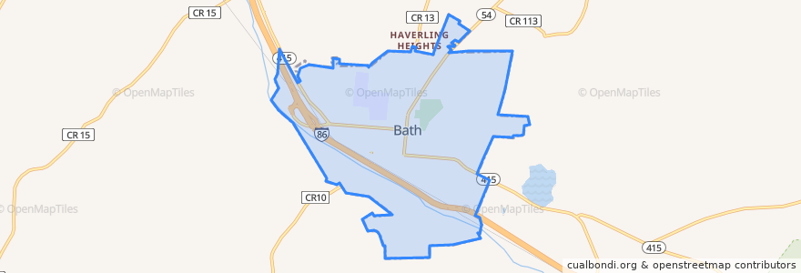 Mapa de ubicacion de Bath.