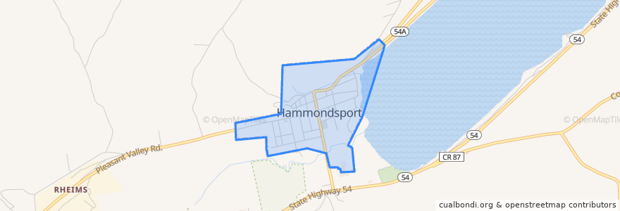Mapa de ubicacion de Hammondsport.