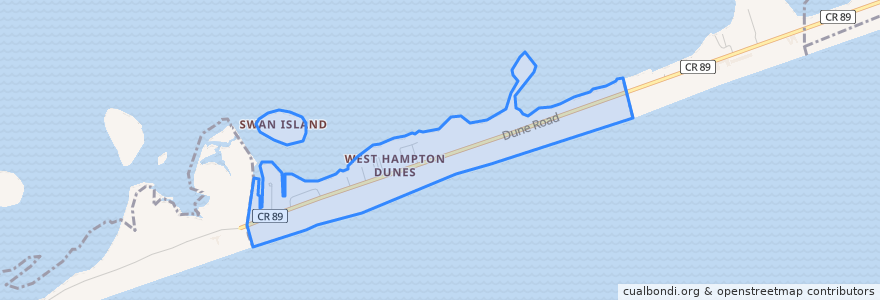Mapa de ubicacion de West Hampton Dunes.