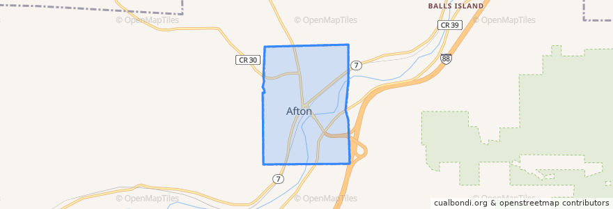 Mapa de ubicacion de Afton.