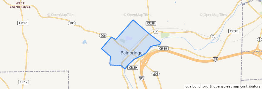 Mapa de ubicacion de Bainbridge.