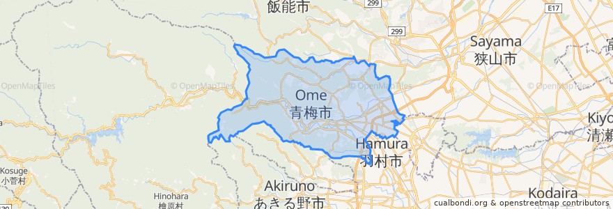 Mapa de ubicacion de 青梅市.