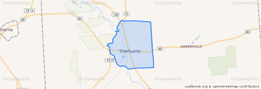 Mapa de ubicacion de Sherburne.