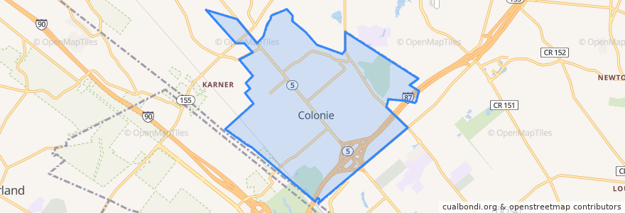 Mapa de ubicacion de Colonie.