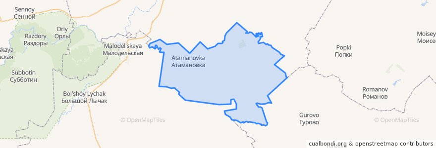 Mapa de ubicacion de Атамановское сельское поселение.