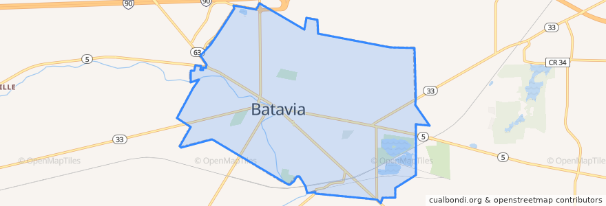 Mapa de ubicacion de Batavia.