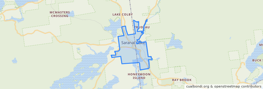 Mapa de ubicacion de Saranac Lake.