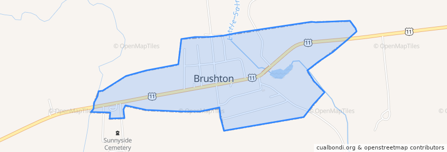 Mapa de ubicacion de Brushton.