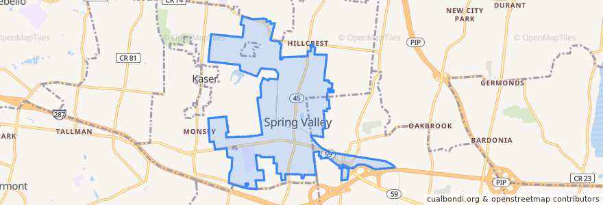 Mapa de ubicacion de Spring Valley.