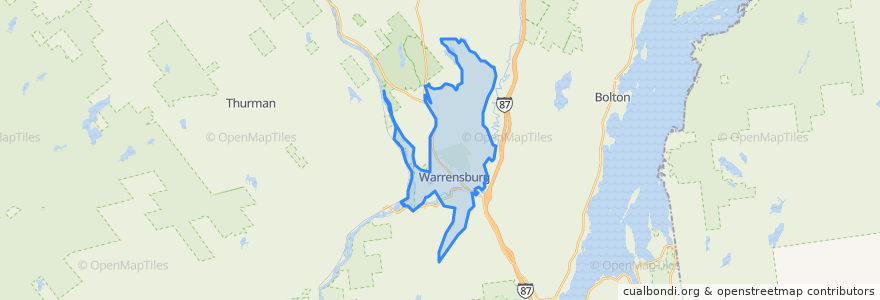 Mapa de ubicacion de Warrensburg.