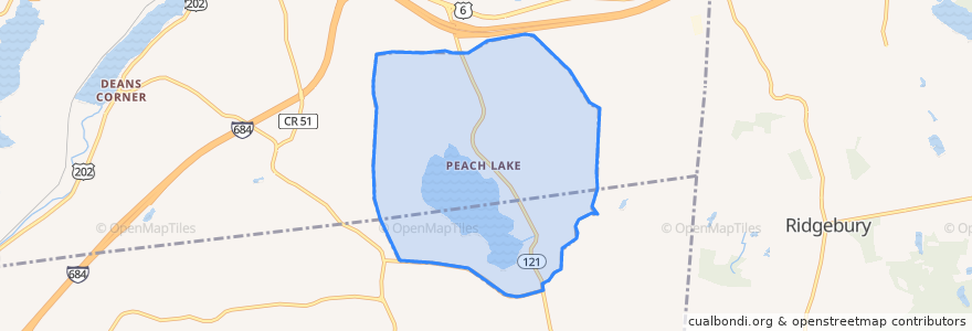Mapa de ubicacion de Peach Lake.