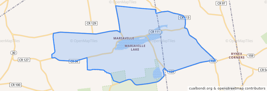 Mapa de ubicacion de Mariaville Lake.