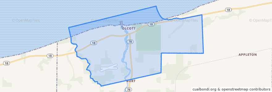 Mapa de ubicacion de Olcott.