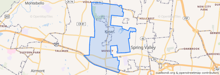 Mapa de ubicacion de Monsey.