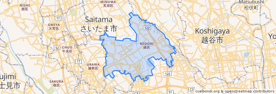 Mapa de ubicacion de 緑区.