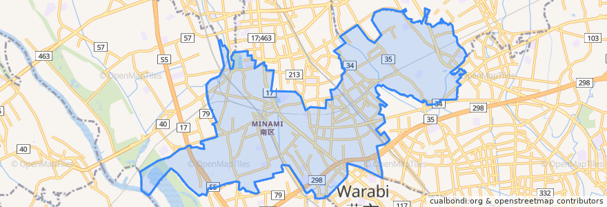 Mapa de ubicacion de Minami Ward.