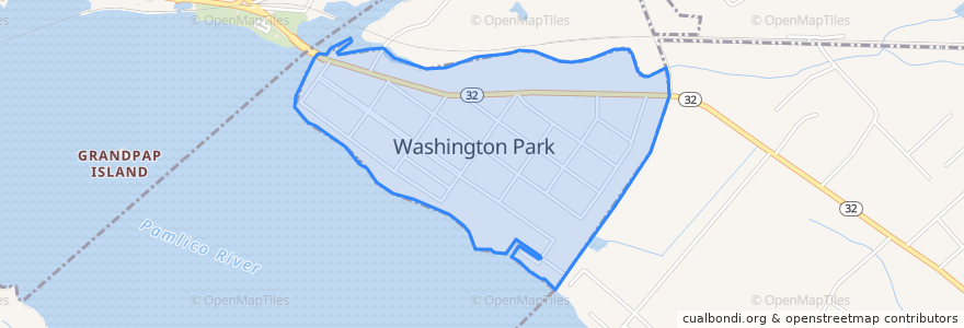 Mapa de ubicacion de Washington Park.