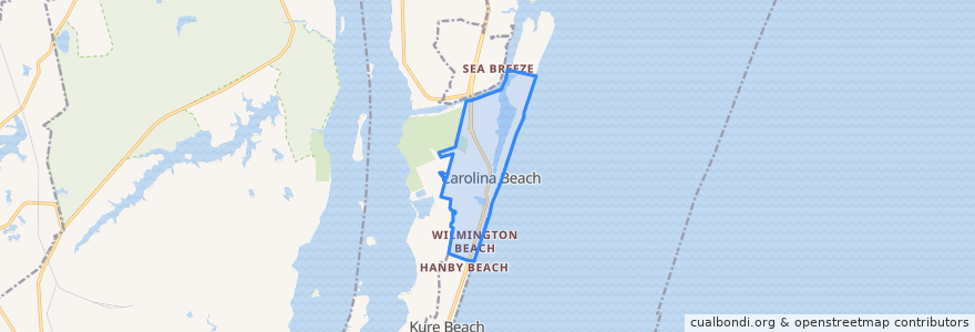 Mapa de ubicacion de Carolina Beach.
