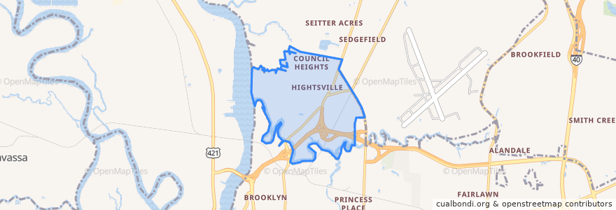 Mapa de ubicacion de Hightsville.