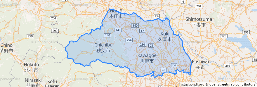 Mapa de ubicacion de 埼玉県.