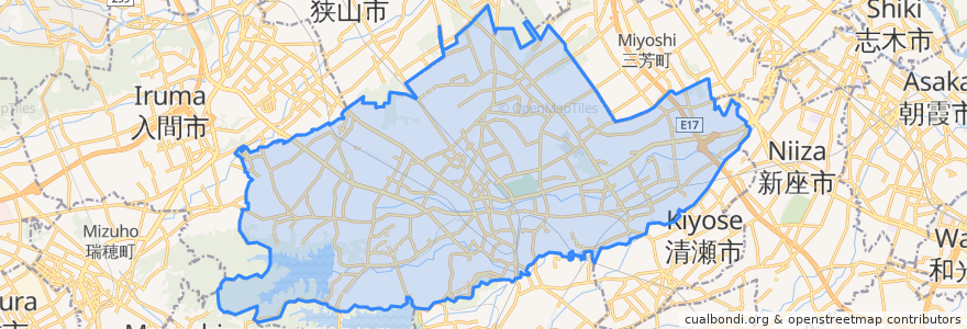 Mapa de ubicacion de 所澤市.