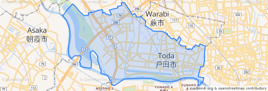 Mapa de ubicacion de 戶田市.