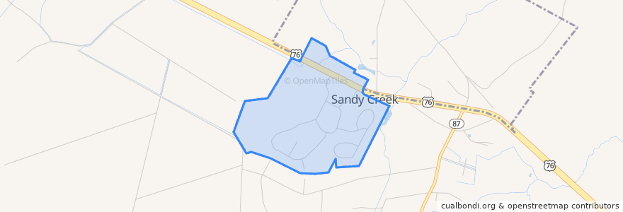 Mapa de ubicacion de Sandy Creek.
