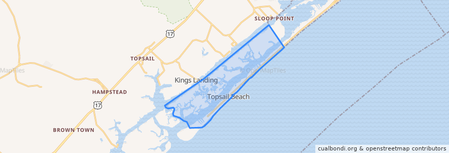 Mapa de ubicacion de Topsail Beach.