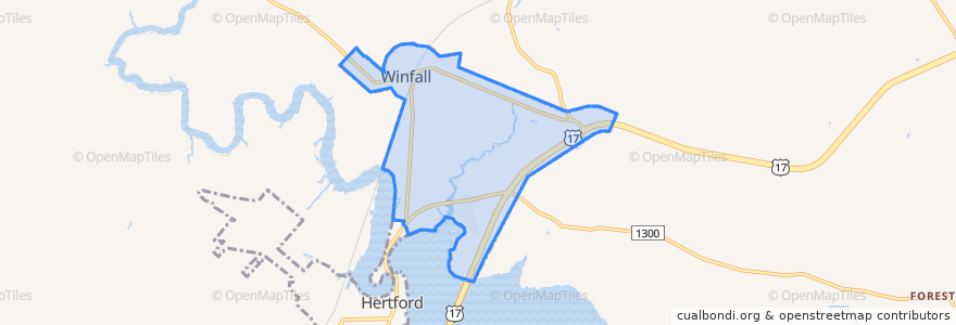 Mapa de ubicacion de Winfall.
