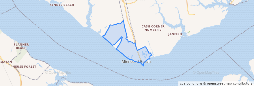 Mapa de ubicacion de Minnesott Beach.
