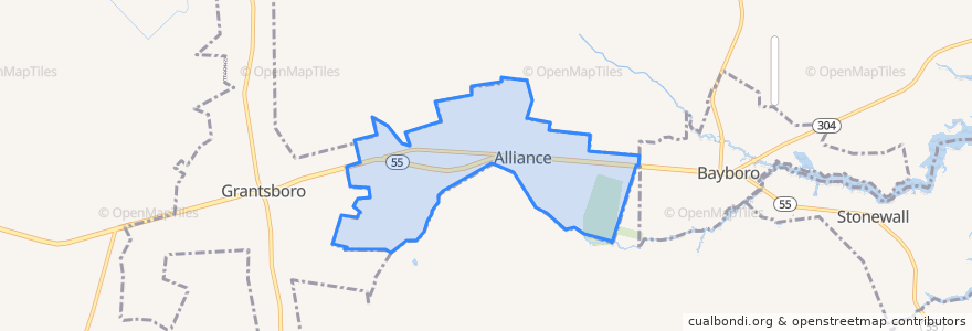Mapa de ubicacion de Alliance.