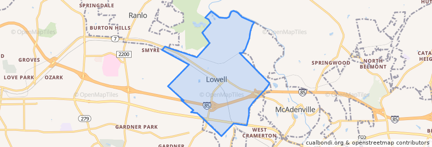 Mapa de ubicacion de Lowell.