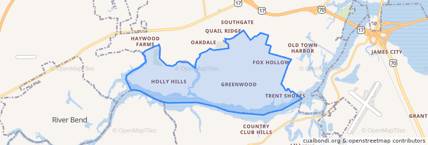 Mapa de ubicacion de Trent Woods.