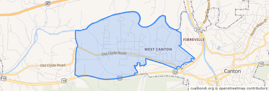 Mapa de ubicacion de West Canton.
