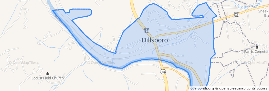 Mapa de ubicacion de Dillsboro.