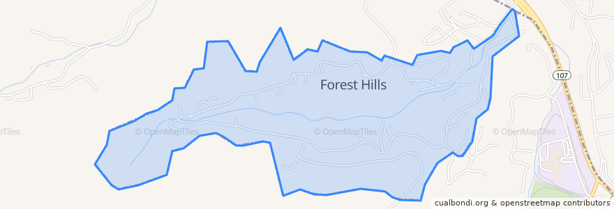Mapa de ubicacion de Forest Hills.