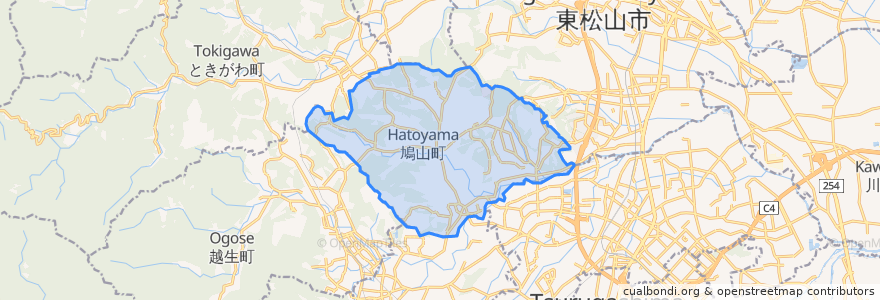 Mapa de ubicacion de 鳩山町.