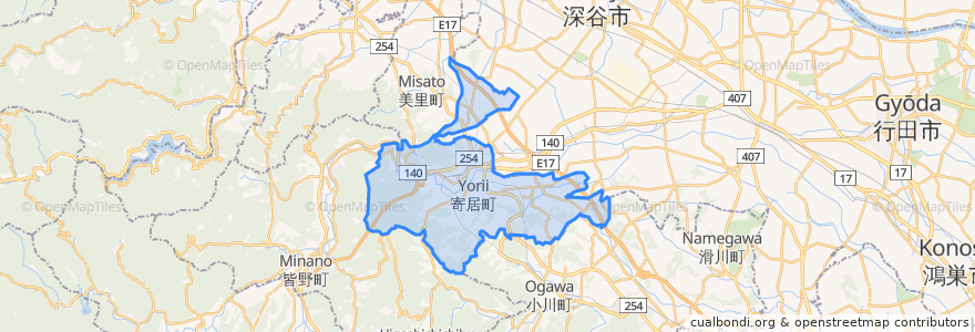 Mapa de ubicacion de 寄居町.