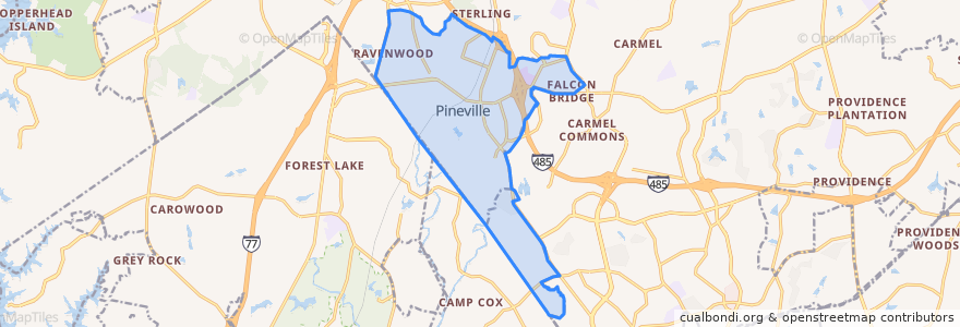 Mapa de ubicacion de Pineville.