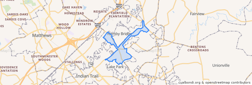 Mapa de ubicacion de Hemby Bridge.