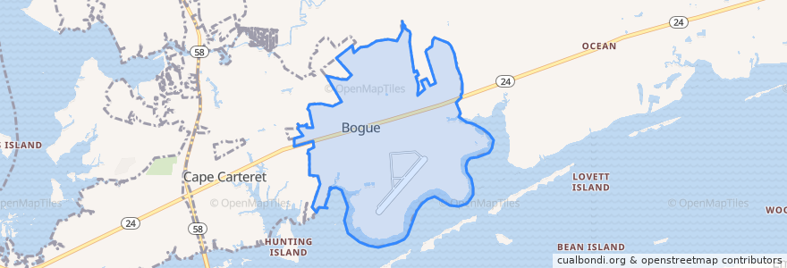 Mapa de ubicacion de Bogue.