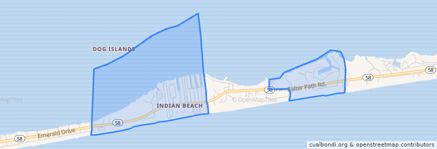 Mapa de ubicacion de Indian Beach.