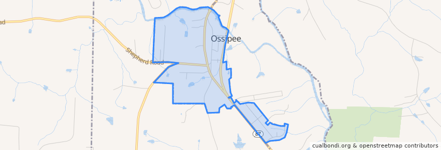 Mapa de ubicacion de Ossipee.