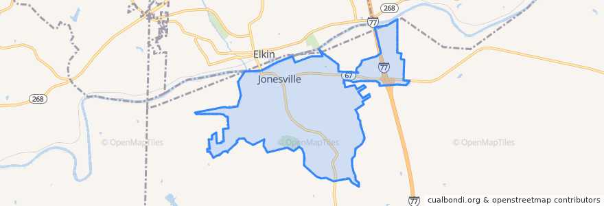 Mapa de ubicacion de Jonesville.