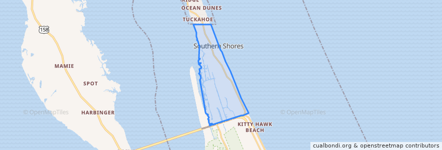 Mapa de ubicacion de Southern Shores.