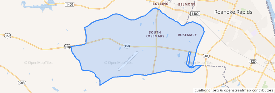 Mapa de ubicacion de South Rosemary.