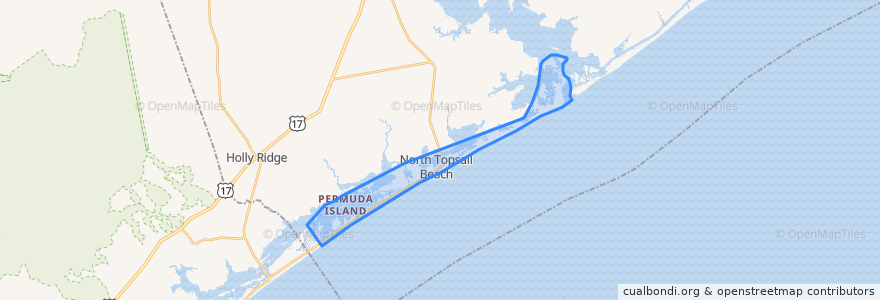 Mapa de ubicacion de North Topsail Beach.