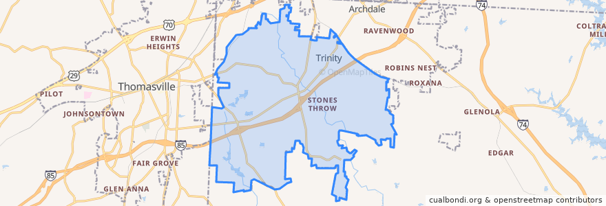 Mapa de ubicacion de Trinity.